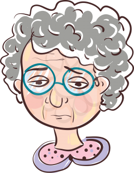 Sad old woman illustration vector on white background 