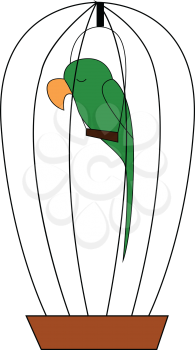 Sleeping parrot illustration vector on white background 