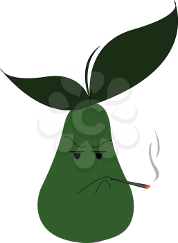 Smoking pear illustration vector on white background 