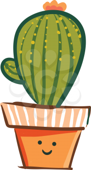 Lively cactus for indoor vector or color illustration