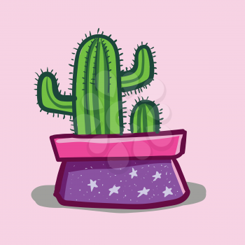 Lively cactus for decoration vector or color illustration