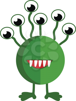 Green alien with popping eyes vector or color illustration