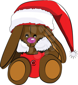 A bunny in Christmas costume vector or color illustration