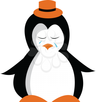 A penguin with tear drops vector or color illustration