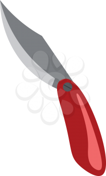 A sharp flip knife with red handle vector or color illustration