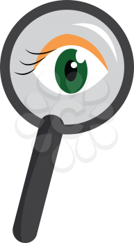 Watching through magnifier vector or color illustration