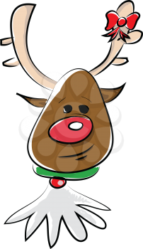 Reindeer in festive costume vector or color illustration