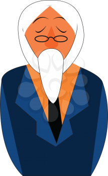 Old man with white beard vector or color illustration