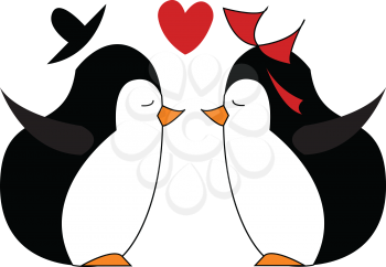 Penguin in love vector or color illustration
