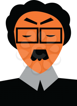 Professor wearing square eyeglass vector or color illustration
