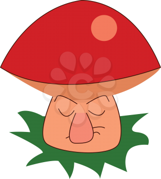 A grumpy mushroom plant vector or color illustration