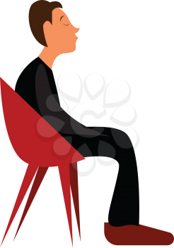 Young boy in lounge chair vector or color illustration