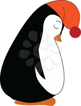 A sleeping penguin vector or color illustration
