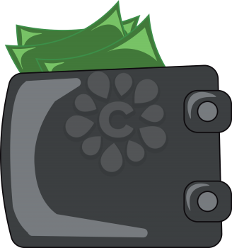 A wallet with money vector or color illustration