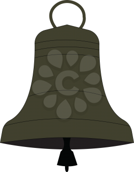 A large grey church bell with a big loop on the top vector color drawing or illustration 