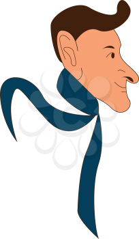 A boy with a blue scarf is smiling vector color drawing or illustration 