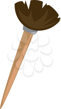 A painter's brush with deep brown bristles held upright vector color drawing or illustration 