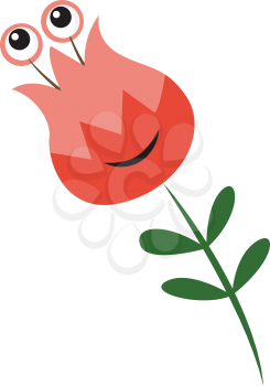 A bunch of red flowers and green leaves placed in a vase vector color drawing or illustration 