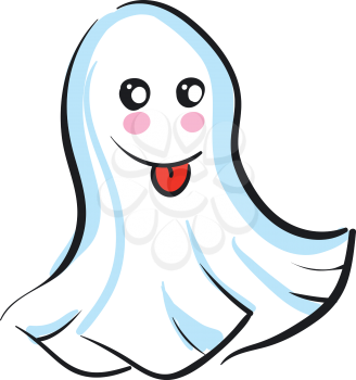 A small funny ghost flying around vector color drawing or illustration 