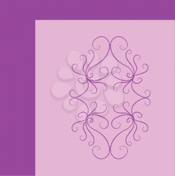 Represents the quarter portion of the ornament for bedroom wall pattern with regular designs over a purple background and dark purple-colored square frame vector color drawing or illustration 