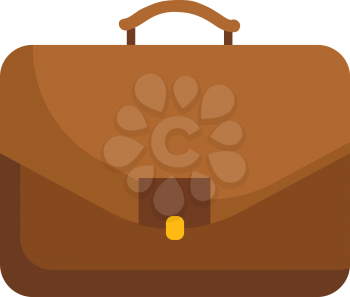 A brown-colored portfolio a box-style case made of leather is a handle less case to contain papers and files to be carried in the hand or under the arm vector color drawing or illustration 