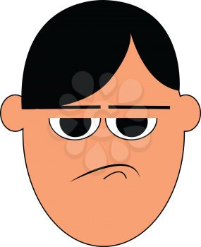 A cartoon showing only the face of a man who is very angry vector color drawing or illustration