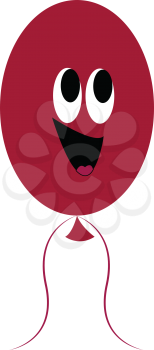 A happy maroon balloon with a bright smiley vector color drawing or illustration