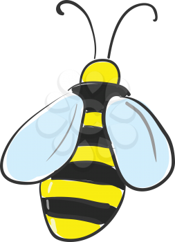 A cartoon of a honeybee facing backwards where its face and front are hidden vector color drawing or illustration