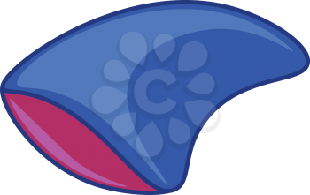 A blue-colored fin that is triangular in shape and the base in pale pink color vector color drawing or illustration 