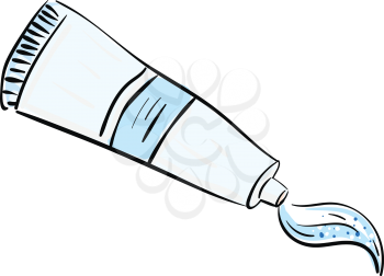 Toothpaste with microbeads squeezed and coming out from a blue toothpaste tube is ready to be applied on a brush vector color drawing or illustration 