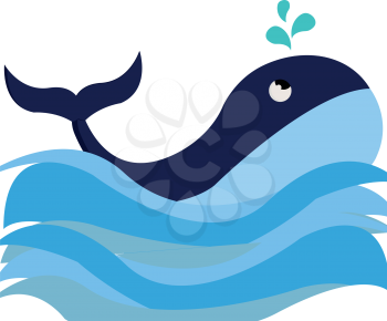 Clipart of a blue-colored with a streamlined torpedo-shaped body and few droplets of water splashed while the sea fish swimming vector color drawing or illustration 