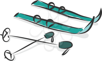 Simple cartoon of a pair of blue snowskis vector illustration on white background