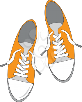 Simple vector illustration on white background of a pair of yellow sneakers