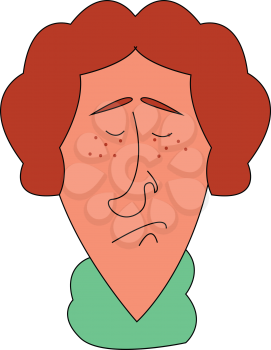 Redhead man with freckles illustration vector on white background