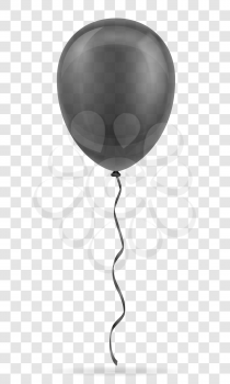 celebratory transparent black balloon pumped helium with ribbon stock vector illustration isolated on white background