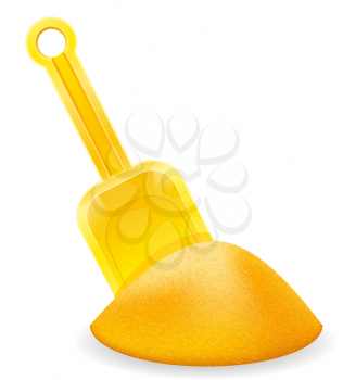 yellow beach shovel childrens toy for sand stock vector illustration isolated on white background
