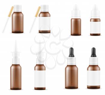 medical drops in a glass bottle for the treatment of diseases empty template blank stock vector illustration isolated on white background