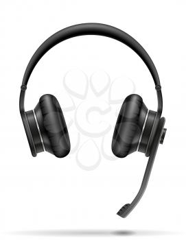 realistic black headphones stock vector illustration isolated on white background