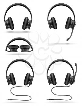 realistic black headphones stock vector illustration isolated on white background