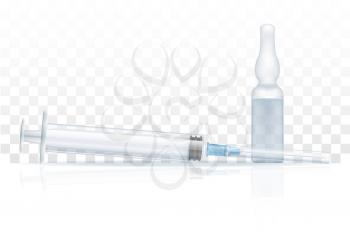 medical syringe with ampoule for injection stock vector illustration isolated on white background