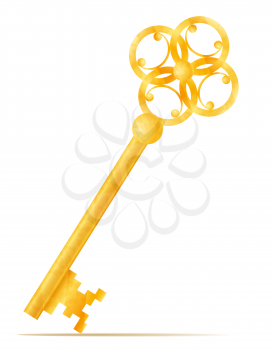 golden vintage key stock vector illustration isolated on white background
