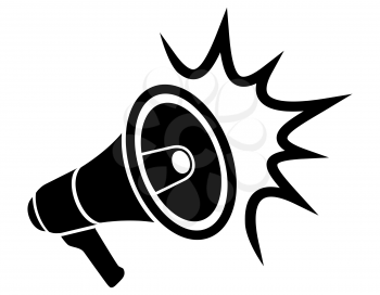 megaphone loudspeaker for sound message black icon stock vector illustration isolated on white background