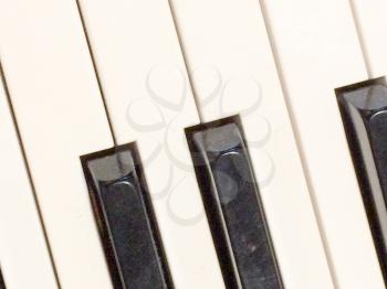 Piano keys black and white close up view