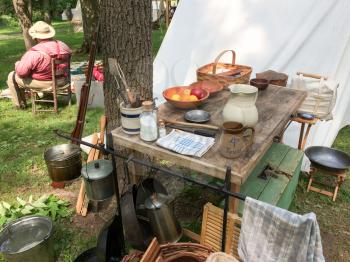 american civil war reenactment in camp living items