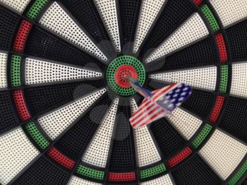 Bullseye darts dartboard with american flag dart