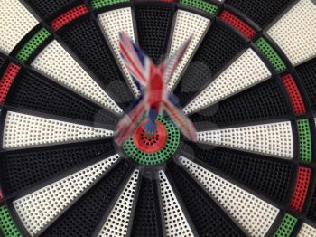Bullseye darts dartboard with britain flag concept