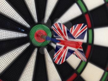 Bullseye darts dartboard with britain flag concept