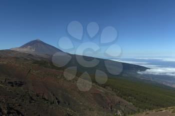 Teide volcano with the clear blu sky on the background