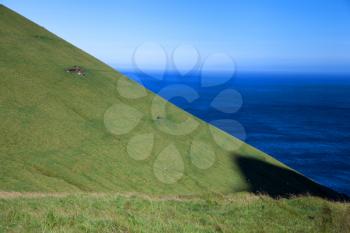 Blue sky and green grass, Kalsoy, Faroe Island
