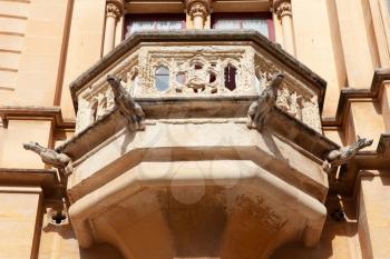Mdina, Malta - 4 January 2020: Balcony in Mdina's Neo-Gothic House by Andrea Vassallo